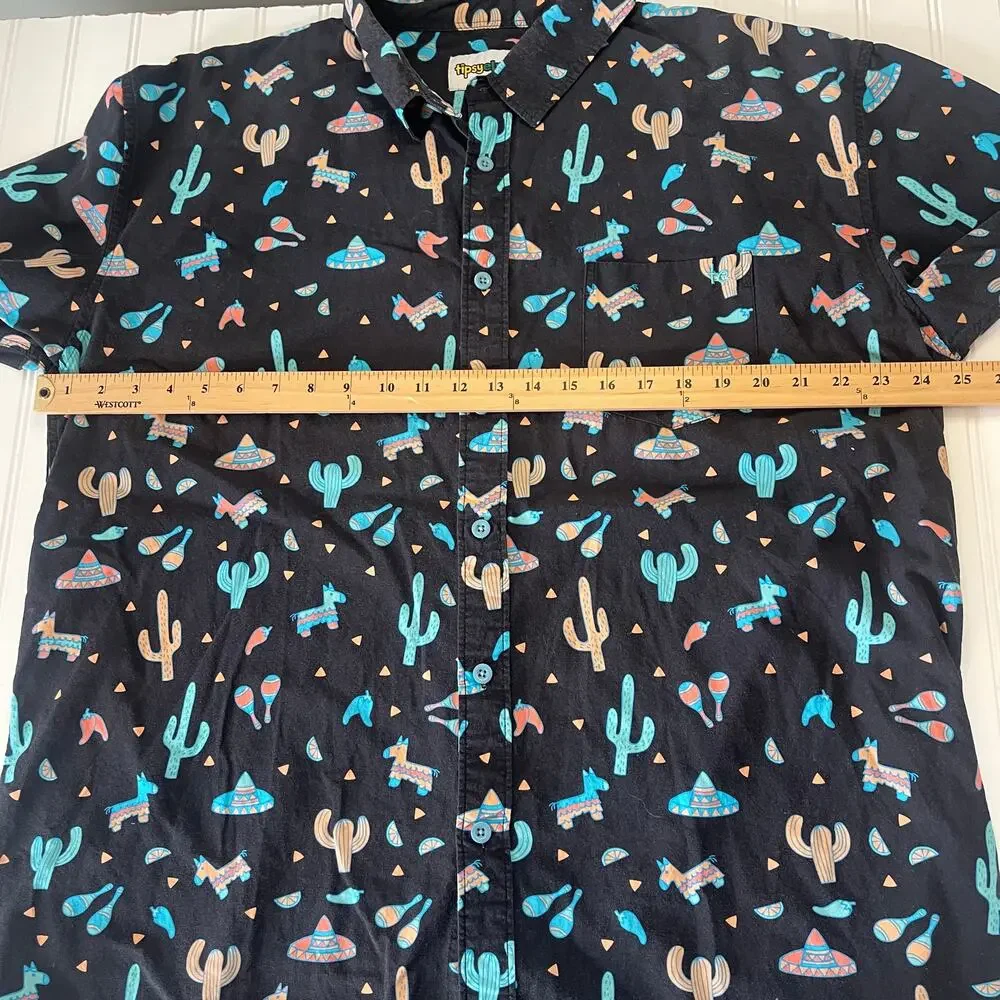 Tipsy Elves‎ Mens Midnight Fiesta Hawaiian Shirt Festive XXL